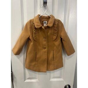Baby Bgosh Girls Camel Tan Ruffle Pea Coat Jacket 18M‎